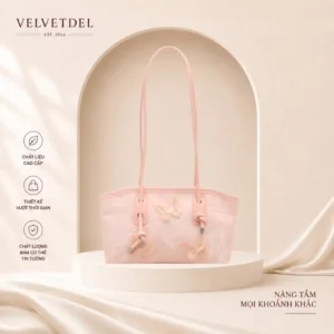 Túi Xách Nữ Vải Họa Tiết Bướm Đi Chơi Velvetdel T003